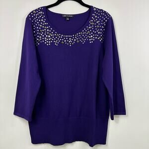 Cable & Gauge Sequin Bejewelled Purple Sweater XL